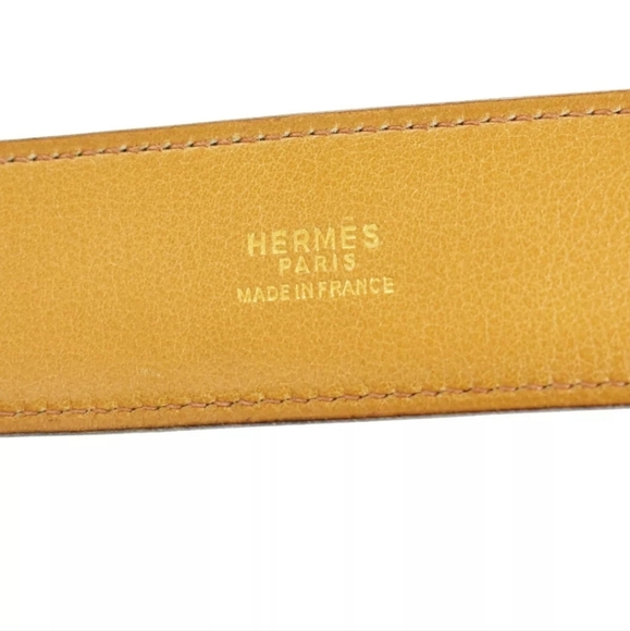 HERMES Logo Gold Buckle Leather Belt in Bordeaux Red! - Picture 10 of 15
